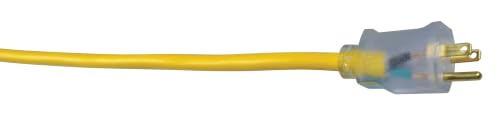Outdoor Extension Cord – Durable Vinyl Jacket for For Farm, Ranch & Workshop - Lighted End With Reinforced Blades - SJTW, Yellow - 12 Gauge, 3 Prong - 50 Feet - view 5