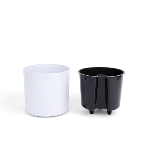 8 inch Self Watering Plant Pot for Indoor Plants, African Violets, Succulents, The Aqua Core Collection (Designer White) - view 2