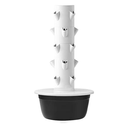 Hydroponic Tower Garden System Kit - 5-Layer Waterproof Hydroponics Growing Setup for Indoor & Outdoor Soilless Planting, Black - Ideal for Home Gardening
