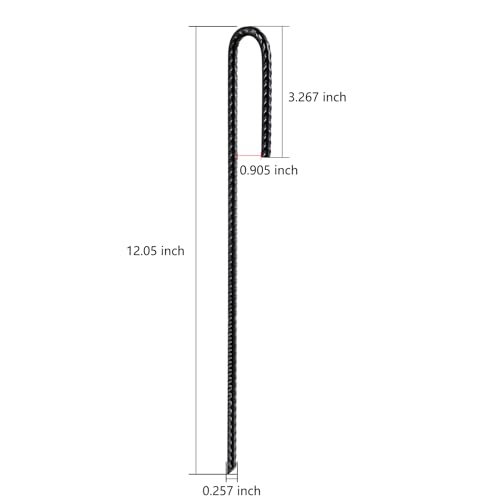 12-Inch Rebar J Hooks 10 Pack, 1/4-Inch Heavy Duty Ground Anchors - view 2