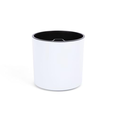 8 inch Self Watering Plant Pot for Indoor Plants, African Violets, Succulents, The Aqua Core Collection (Designer White)