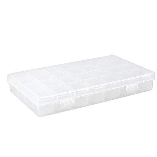 28 Slots Empty Clear Plastic Organizer Box Nail Art Decoration Storage Container Tool for Nail Glitter Rhinestone Crystal, Earrings, Jewelry Beads, Small Accessories (Clear) - view 5