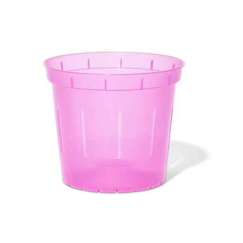 5 inch Plant Pots - 6 Pack of Flower Pots (Rose Quartz) - Slotted Clear Planter for Indoor Plants - Perfect for Orchids, Succulents, Herbs, and More
