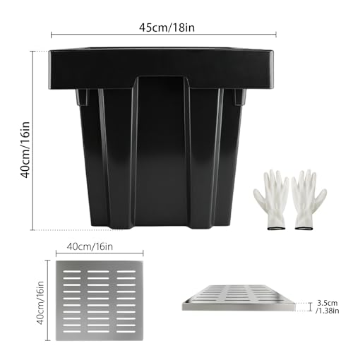 18x18x15 Inch Catch Basin with Stainless Steel Grate, Large Drainage Basin with Debris Basket, French Drain Basin Without Reserved Hole for Yard, Patio, Downspout, Commercial, Municipal Pipeline, Lawn - view 2
