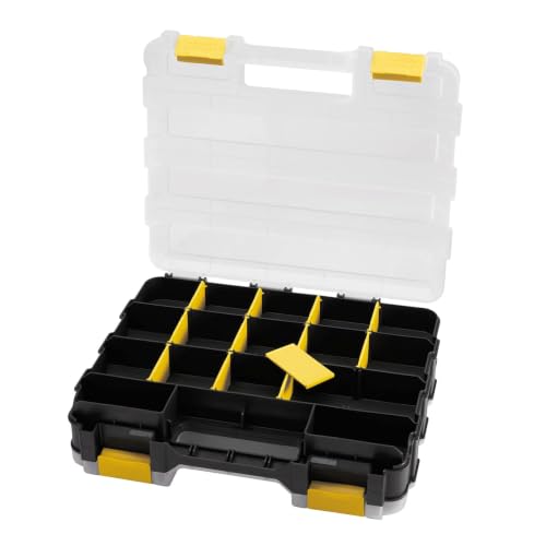 Hardware Organizer Box 34 Compartments Small Parts Organizer with Removable Dividers Durable Plastic Double Side Tools Box Screw Organizer For Nuts, Bolts, Screws, Nails, Small Hardware (Yellow) - view 4