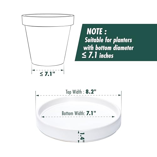 Ceramic Plant Saucer/Drainage Tray, 7.1 in, White, 97-T-A-3 - view 2
