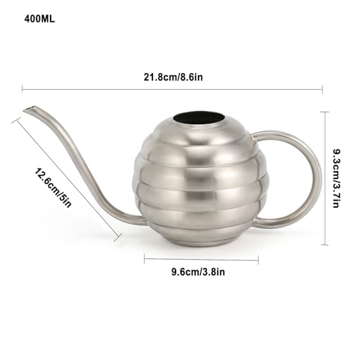 Plant Watering Bottle, 400ml/14oz, Retro Style Watering Can, Matte, Frosted (Silver) - view 2