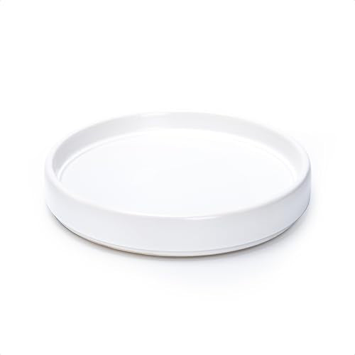 Ceramic Plant Saucer/Drainage Tray, 7.1 in, White, 97-T-A-3