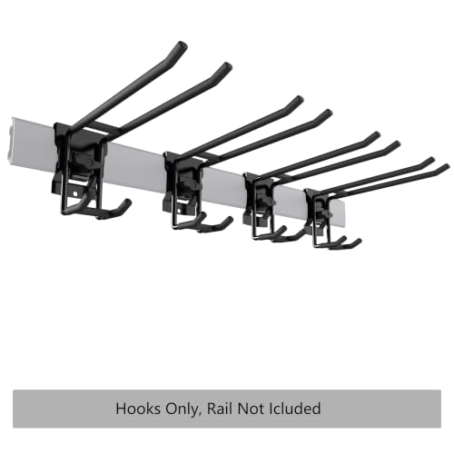 Garage Storage Hooks Compatible with Rubbermaid Fasttrack Rail System, Heavy Duty Double Prong Steel Utility Hooks for Garage Organization, Hose, Tools and Garden Equipment.(Hooks only) - view 2