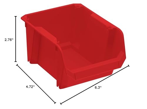 STST82736-1 Storage Boxes #2 Red Impact Resistant Polypropylene Stackable Wall Mounted Ideal for Storage of Small Items, Tools, Accessories, etc. - view 6