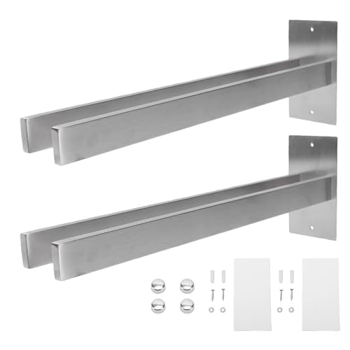 Other Gardening Supplies Rack Stainless Steel Garage Tool Organizer Shelf Brackets High Load Bearing Large Capacity Broom Mop Hanger Wall Hook for Home 15.75x2.76x5.12in 2 Pcs (Silver) - view 6