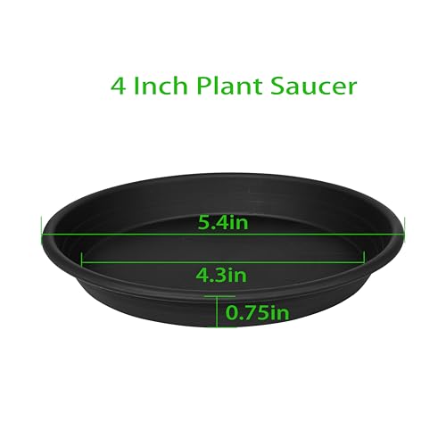 6 Pack Plant Saucers for Indoors, 4 5 6 7 8 9 10 11 12 13 15 17 19 inch Plant Water Catcher Tray, Heavy Sturdy Plant Drainage Tray for Indoors, Flower Saucers for Nursery Pots (5", Black) - view 2