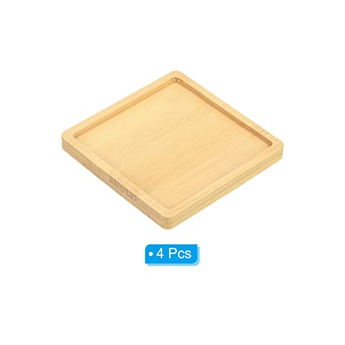 Plant Pot Saucer 3.5 Inch, 4 Pack Bamboo Square Flower Drip Tray for Home Indoor - view 3