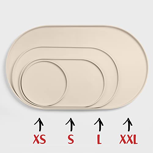 Dog Food Mat - Waterproof Dog Bowl Mat, Silicone Pet Mat for Food and Water Bowls, Nonslip Pet Feeding Mat with Edges, Dogs Food Mats for Floors, Puppy Supplies (Small, White Sand) - view 3