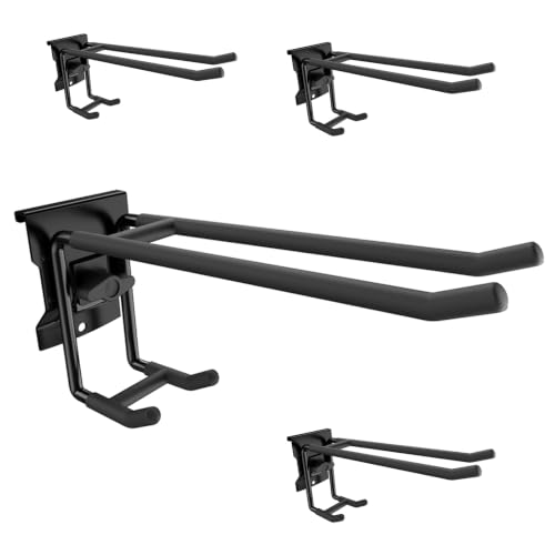 Garage Storage Hooks Compatible with Rubbermaid Fasttrack Rail System, Heavy Duty Double Prong Steel Utility Hooks for Garage Organization, Hose, Tools and Garden Equipment.(Hooks only)