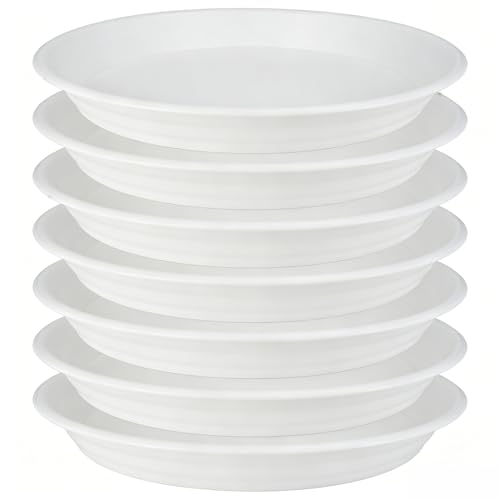 7Pcs Plant Saucer Tray, Heavy Duty Plastic Plant Drip Trays for Indoors and Outdoors, 6 8 10 12 14 16 inch Sizes, Flower Plant Water Tray Base (White 6")