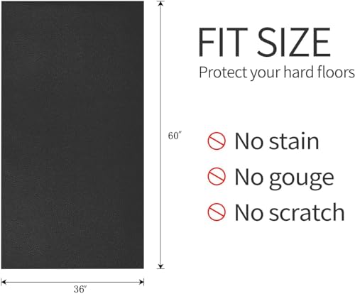 Treadmills Mat for Health & Fitness Exercise Equipment - Anti-Fatigue Elliptical, Bike, Jump Rope Mat, 6mm Thick, Used On Hard Floors and Carpet Protection 36"x60" - view 4