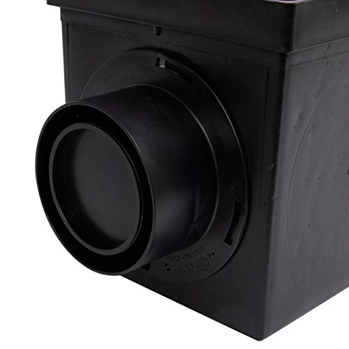 900BKITRTL1PK Square Catch Basin Drain Kit with 2-Opening Catch Basin Drain, 2 Adapters, 1 Outlet Plug, 1 Plastic Drain Grate, 9-Inch, for Lawns, Landscaped Areas, Black - view 6
