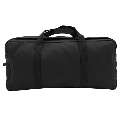 Canvas Tanker Style Tool Bag - Heavy-Duty Multipurpose Gear Carrier for Mechanics, Plumbers, Electricians, Athletes, Black - view 2