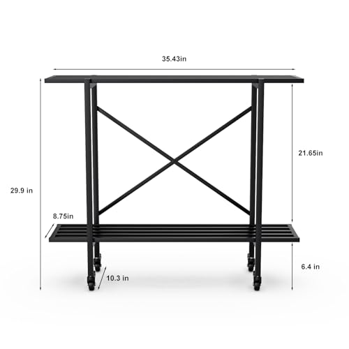 2 Tier Window Height Metal Plant Stand with wheels easy assembly - view 3