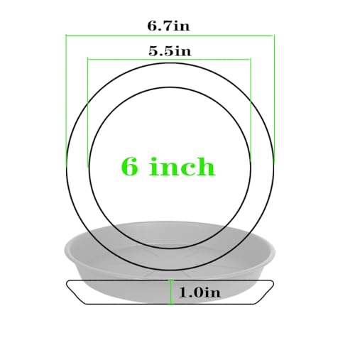 6 Pack of Plant Saucer Tray 4 6 8 10 12 14 17 19 22 25 inch, Heavy Duty Plastic Pot Plant Drip Trays Saucers for Indoors Outdoor, Plant Water Tray for Planters 4-7" (6", Beige) - view 2