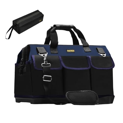 22in Heavy Duty Bottom Tools Bag With Wide Mouth For Tool Storage, Carrier and Organizer, Tote Bag for Men/Women, Wide Mouth Tool Bags With Inside Pockets (22 Inch)
