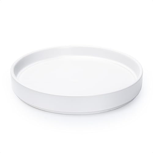 Ceramic Plant Saucer/Drainage Tray, 8.7 in, White, 97-T-A-4