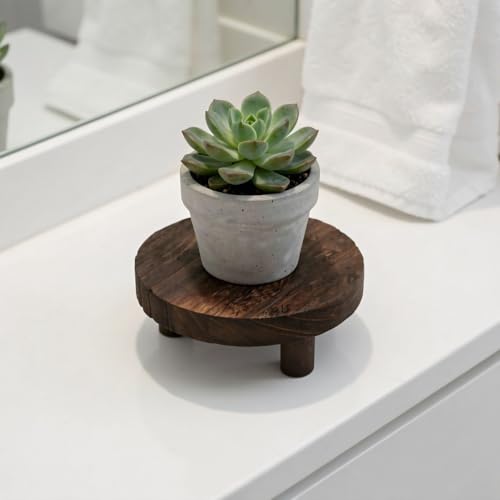 Vintage round Wood Plant Stand 5.9 Inch Pedestal Riser for Pots - view 5