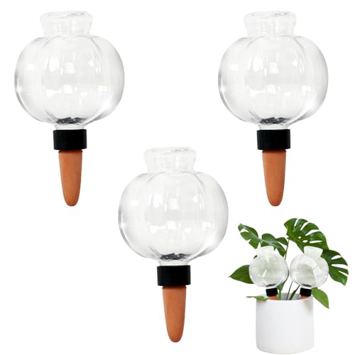 3 Pack Plant Self Watering Globes Top Fill for Indoor Plastic Water Bulbs Slow Release Terracotta 17.5 oz Self Watering Planter Insert Automatic Drip Irrigation Water Spikes Stakes Devices System