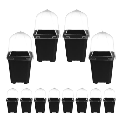 12 Sets Nursery Pot with Drainage Holes Black Plastic
