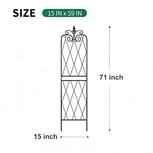 2 Pack 71" H x15 W Trellis,Black Garden Trellis for Climbing Plants Outdoor Metal Frame Sturdy Trellis for Rose - view 3