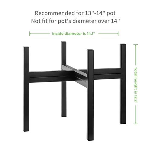 Mid Century Plant Stand Indoor Outdoor(Plant Pot Not Included), Holds Planters with a Maximum Width of 14 Inch, Metal Planter Stand, Potted Plant Holder, Black - Width Not Adjustable - view 2