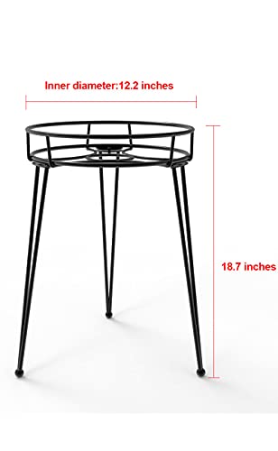 Midcentury Modern Metal Potted Plant Stand 18.7 inches Tall Flower Pot Holder Large Rustproof Iron Garden Container Heavy Duty Rack for Planter,Black (18.7 inches Tall Black) - view 2
