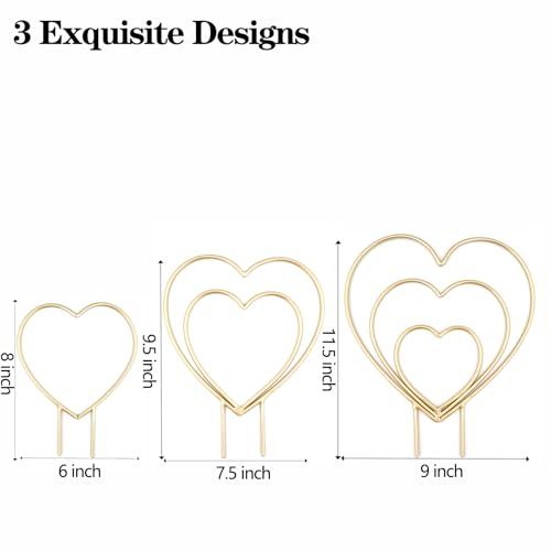 Indoor Plant Trellis Set of 3 - Mini Gold Heart-Shaped Frames for Climbing Houseplants, Hoya, Ivy, and Pothos - Small Potted Plant Support for Indoor and Outdoor Use - view 4
