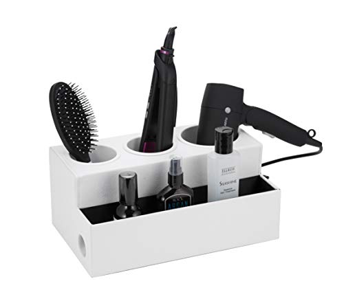 Hair Tool Organizer Dryer Holder Hair Styling Accessories Organizer Bathroom Storage Countertop with 3 Holes(White) – MK154D
