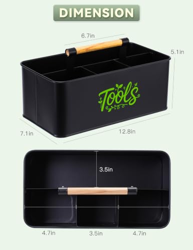 Gardening Tool Caddy, Wooden Handle and 4 Compartments - view 3