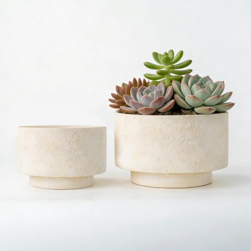 Succulent Pots, 8"+6" Plant Pots, Ceramic Planters for Indoor Plants