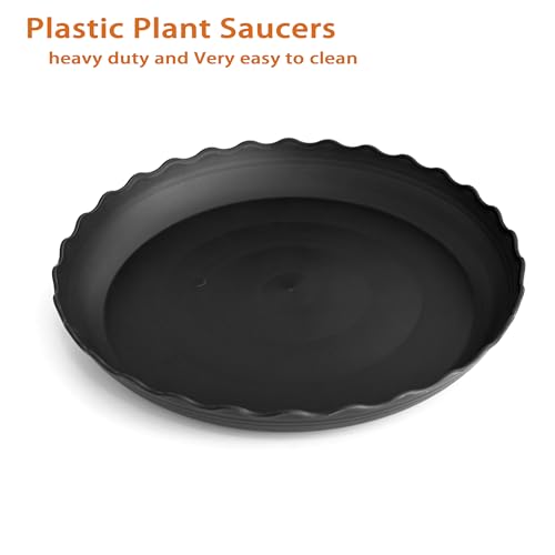6 Pack Plant Saucer 8 inch, Heavy Duty Plastic Plant Water Tray, Planter Saucers, Flower Pot Tray Water Trays for Plant Pots (Black) - view 3