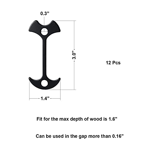12 Pcs Fishbone Tent Stakes Pegs Lengthen Deck Nail Anchor Hook Aluminum Guyline Cord Adjuster Camping Hiking Outdoor Awning Rope Tensioners Kit for Gallery Road or Timber Deck Accessories - view 2