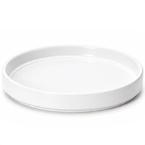 Ceramic Plant Saucer/Drainage Tray, 11.8 in, White, 97-T-A-6
