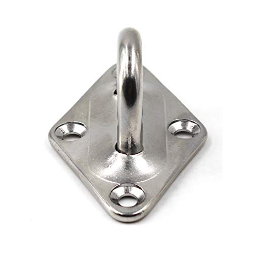 Ceiling Wall Mount Hook Heavy Duty Anchor Diamond Pad Eye Plate 5mm 3/16" 304 Stainless Steel Great for Yoga Swings Hammocks/Boat Rigging/Marine Deck Hardware/Suspension Training Straps - view 3