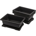 4 Pack Large Plastic Bonsai Pots, 11.5 Inch Rectangular Built in Mesh Bonsai Training Pots with Trays, Plant Flower Tree Growing Bonsai Planter for Garden Supplies, Yard, Office, Room, Balcony