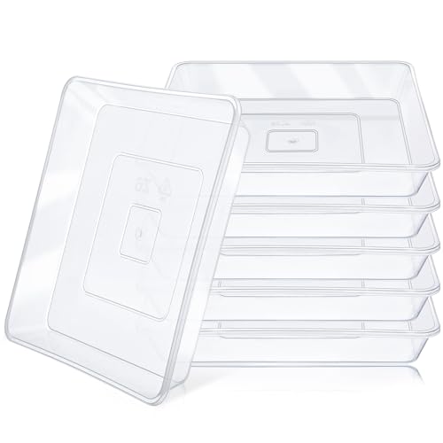6 Inch Square Plant Saucer, 6 PCS Plastic Tray for Pot-Fits Planters Up to 5″ Bottom Diameter, Durable Thick Flower Pot Plant Drip No Holes for Indoor Outdoor Planter(Clear)