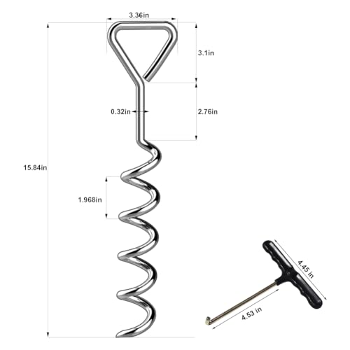 USA 4-Pack Windproof Trampoline Stakes Anchor Kit-Steel Corkscrew Anchor,Heavy Duty Tie Down Kit with T-Hook&Reinforced Safety Straps,Secure Weatherproof Protection for Trampoline,Tent&Playset - view 5