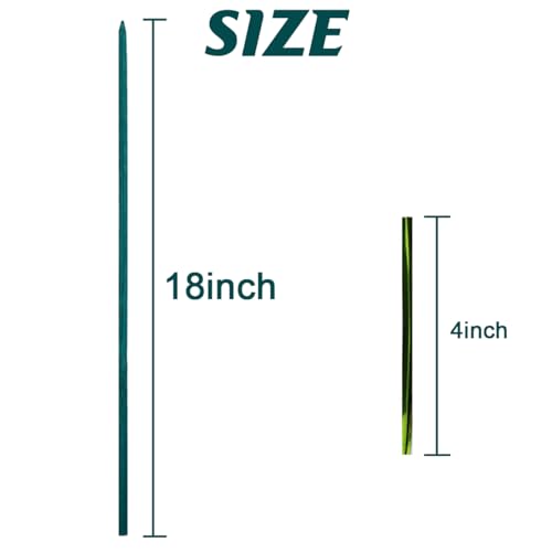 100PCS 18" Wooden Garden Stakes with 100PCS 4" Garden Ties, Green Bamboo Sticks, Floral Plant Support, Tomato Stakes - view 2