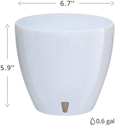 6.7 Inch Deco Self Watering Pots for Indoor Plants in Cream (Set of 3) - Decorative Flower Pot with Water Level Indicator and Drainage Cartridge for All House Plants, Flowers and Herbs - view 2