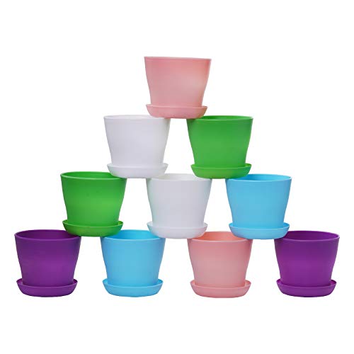 10 Pcs Plastic Planters Indoor Pots with Pallet - view 5