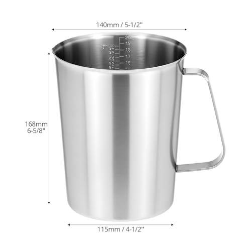 304 Stainless Steel Measuring Cup 64 OZ with OZ/ML Graduations, 8 Cup Kitchen Mixing Pitcher, Precision Engraved Markings, Container for Baking and Frothing, 2 Liter - view 3