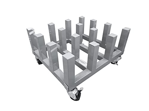 Heavy Duty Media Roll Mover Mobile Storage Cart Rack – Holds 16 Rolls Gray