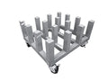 Heavy Duty Media Roll Mover Mobile Storage Cart Rack – Holds 16 Rolls Gray